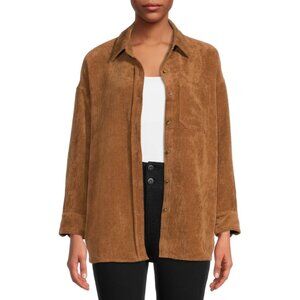 NEW Size Large Women’s Corduroy Shacket Jacket Shirt Button up Down L Amber Brow